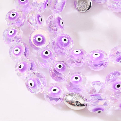 Bracelet Mauvais Œil en Cristal | Argent Sterling 925 | Violet